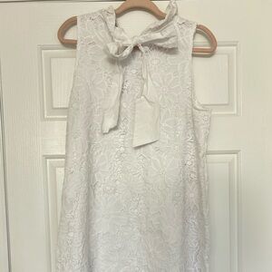 Crown & Ivy White Lace Dress with Bow tie